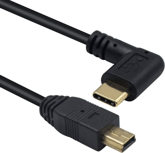 Detalle 2 de Duttek câble USB-C 90° vers Mini USB (Mini B) mâle, 26 cm