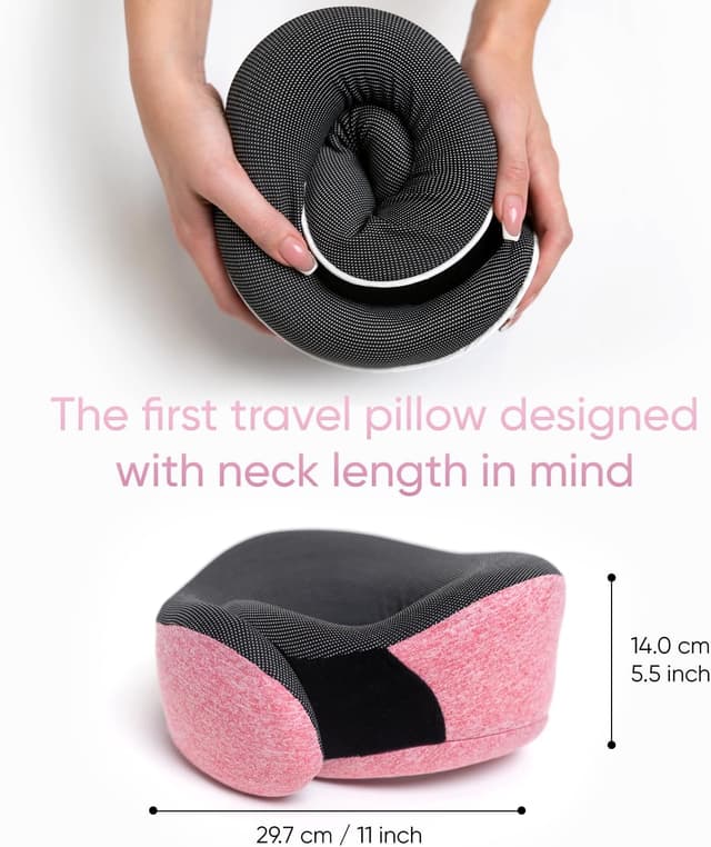 Detalle de Proglobe Pink Airplane Travel Pillow Set with 100% Pure Memory Foam Neck Pillow