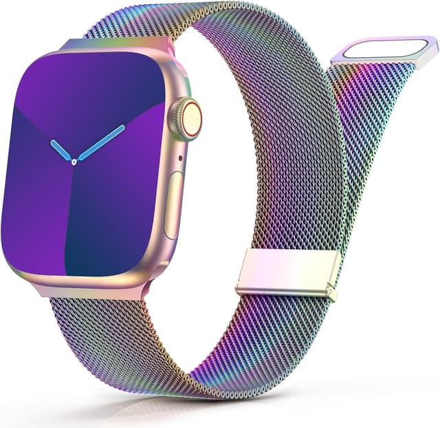 Detalle de Yoohoo Milanese Loop metal band for Apple Watch (38mm–49mm) with dual magnetic clasp