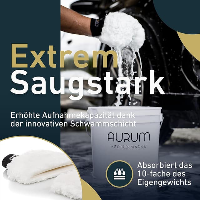 Detalle de Aurum-Performance Profi Autowaschhandschuhe aus Microfaser (2er-Set) – schonende Autopflege per Handwäsche