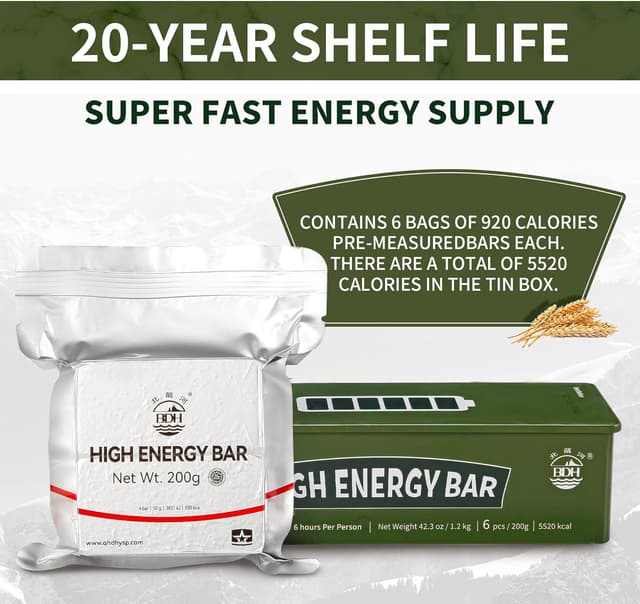 Detalle 2 de BDH barre alimentari di emergenza 20 anni, 250 g/bar 🍫