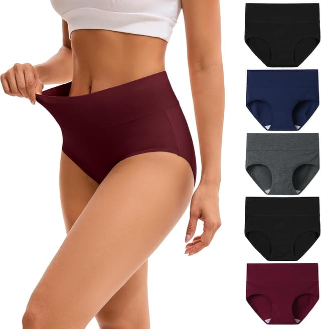 Detalle de INNERSY Unterhosen Damen Baumwolle Stretch Slips Hohe Taille (5er Pack) – weiche Alltagsunterwäsche