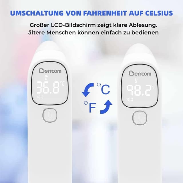 Detalle 2 de Berrcom Forehead & Ear Digital Thermometer (Non-Contact Infrared) with Fever Alarm, °C/°F Switch
