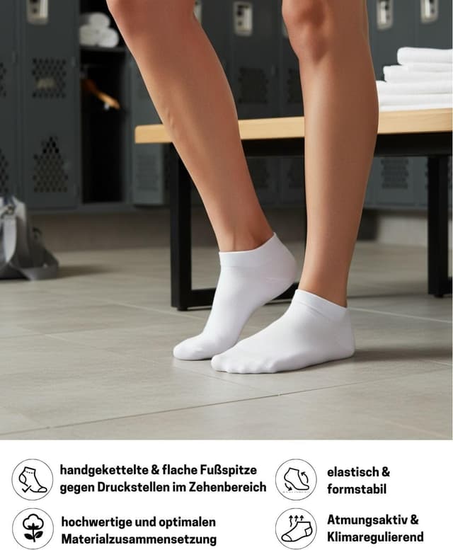 Detalle 2 de sockenkauf24 10 Paar Diabetiker Sneaker Socken ohne Gummibund & ohne Naht (Herren & Damen)