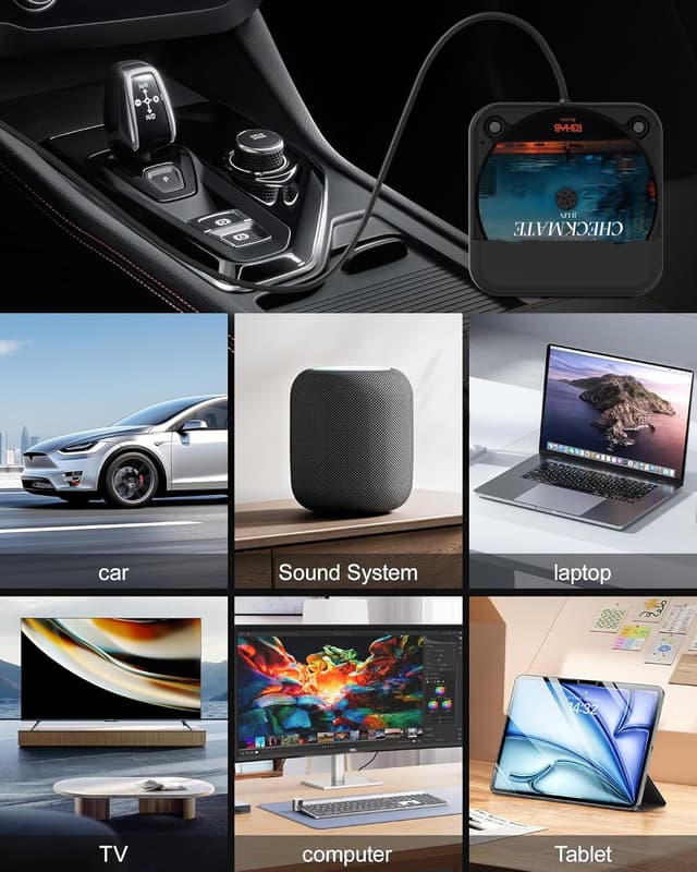 Detalle de ENVYCLOUD Portable Car CD Player with USB/AUX (External CD Player with Type-C Adapter, Black)