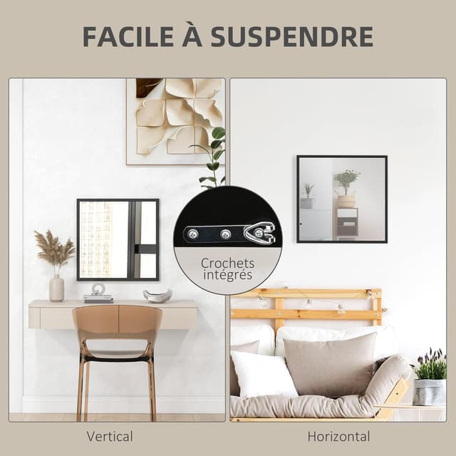 Detalle 2 de HOMCOM Miroir Mural carré 50x50 cm