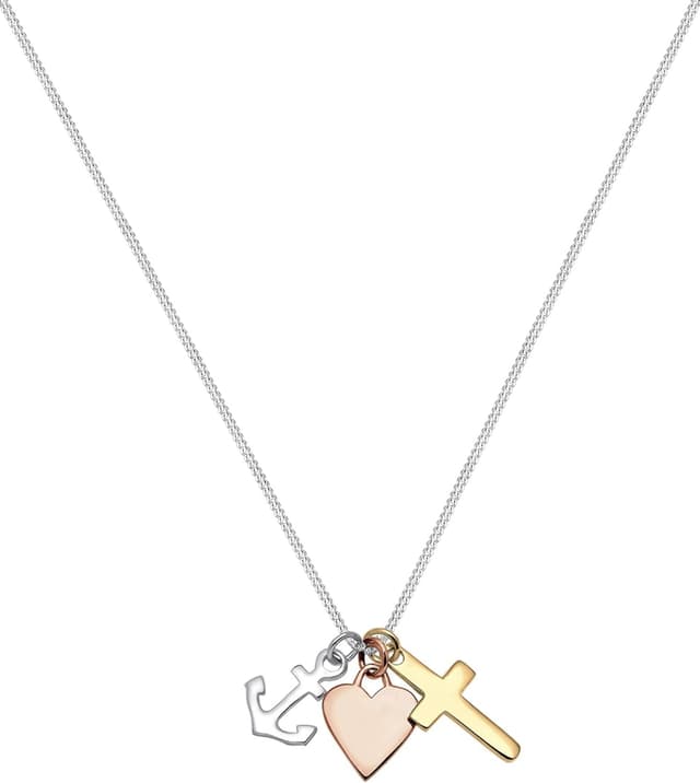 Detalle 2 de Elli Halskette Tri-Color 925 Silber Herz Anhänger