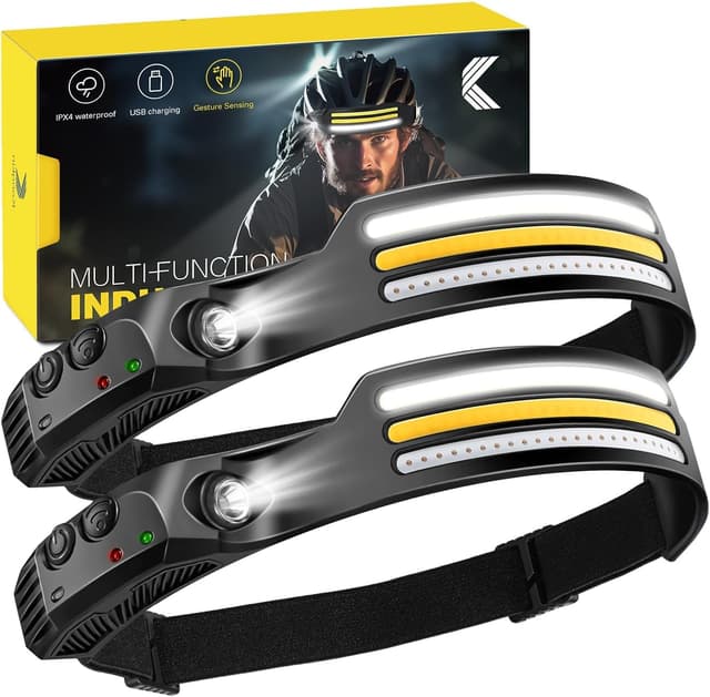 Detalle de konqkin 2-Pack Rechargeable Headtorch LED