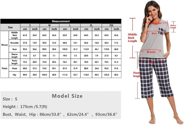 Thumbnail 5 de iClosam Pyjama Femme Été en Coton 2 pièces