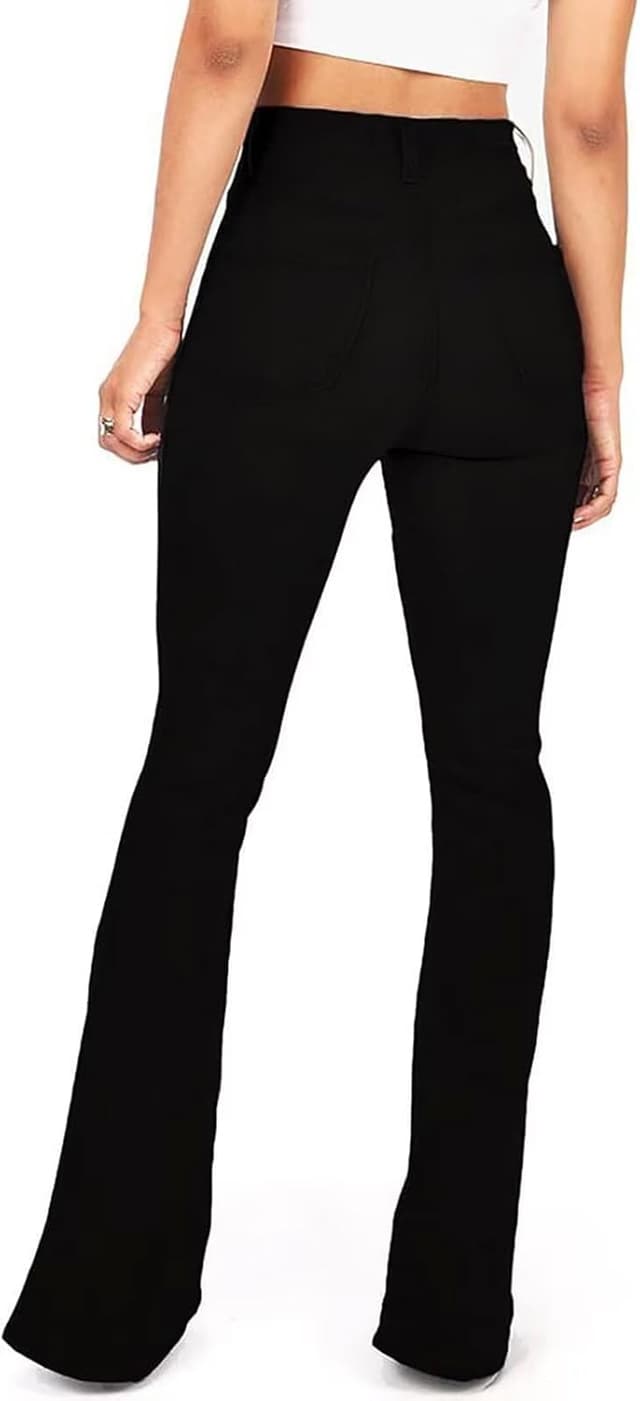 Detalle 2 de KDF High Waisted Flare Jeans for Women with Belt, Stretch Wide Leg Bell Bottom Fit