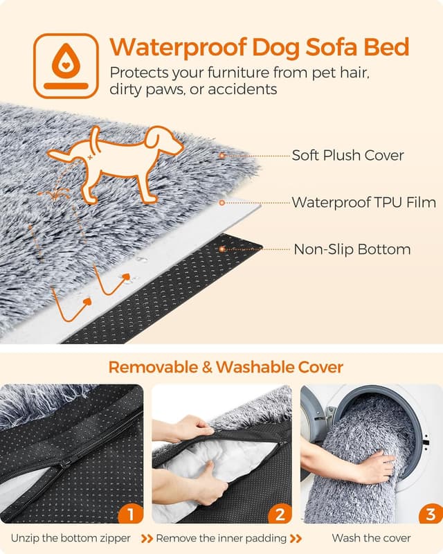 Thumbnail 2 de Feandrea FluffyHug XL calming dog bed 110×95×18 cm