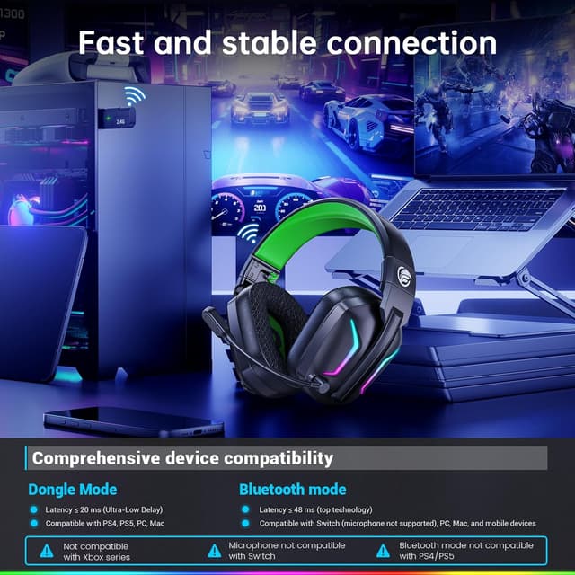 Thumbnail 6 de Fachixy FC300 Wireless Gaming Headset 50Hr