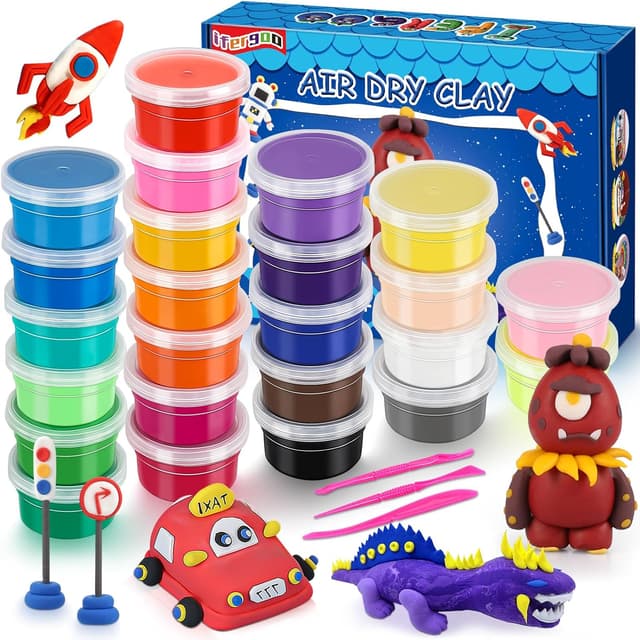 Detalle de iFergoo Air Dry Clay 24‑colour modelling set 🎨