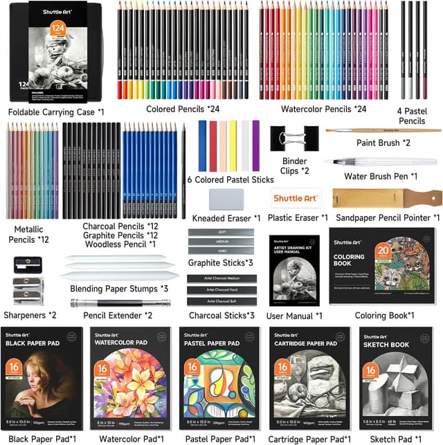 Detalle de Shuttle Art Sketching Pencils 124 pack