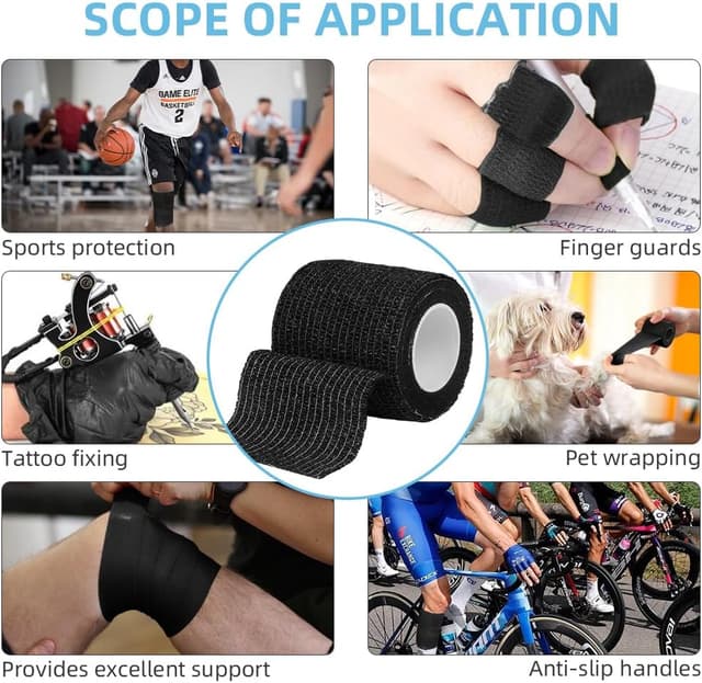 Detalle de ACWOO Self Adherent Sport Wrap Tape (8 rolls), 5cm x 4.5m elastic wrap tape for football shin guards, wrists and pets