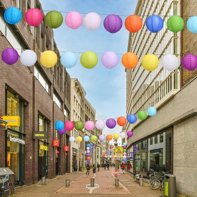 Detalle 2 de Encham 20 bunte Papierlaternen (15 cm) mit 20 warmweißen LED-Lichtern als Portavelas