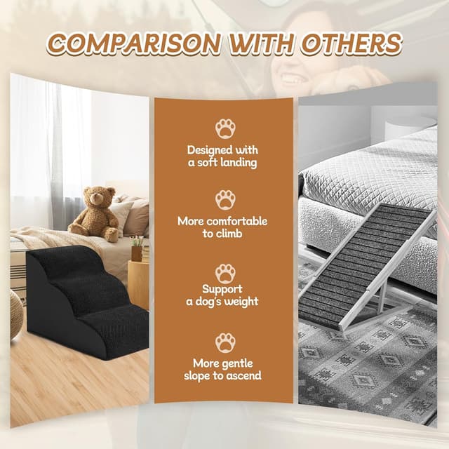 Detalle de Dog stairs ramp 3-step, 58x38x38cm