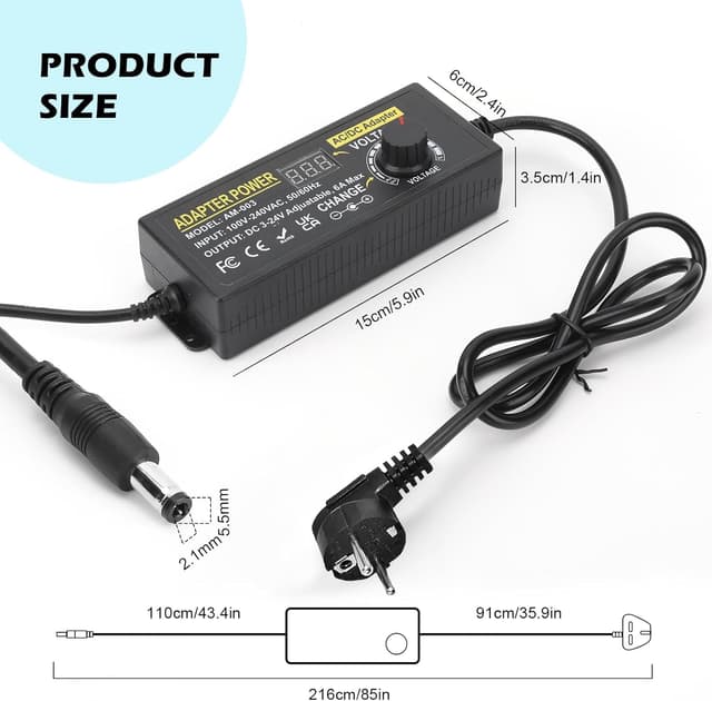 Detalle de Alimentatore universale regolabile 144W 3-24V