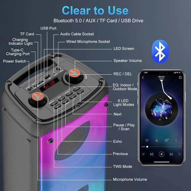 Thumbnail 6 de Bluetooth Speaker Q55 80W Peak 🎵