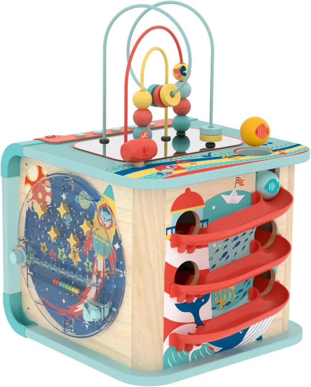 Detalle de Hape Magischer Motorikwürfel mit Sound-Funktion – Motorikspielzeug ab 12 Monaten