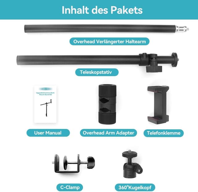 Detalle 2 de JEBUTU OS01 Tischstativ für Overhead 32,5–55 cm