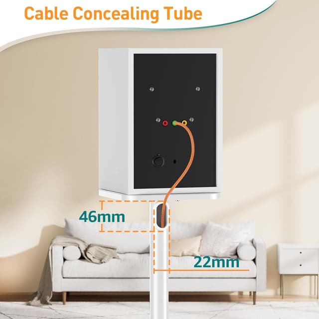 Detalle 2 de ELIVED : 1 paire de supports universels pour enceintes d’étagère, hauteur réglable jusqu’à 95 cm (blanc)