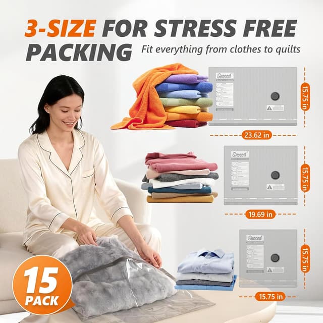 Detalle de Travel Vacuum Bags 15-Pack ⚙
