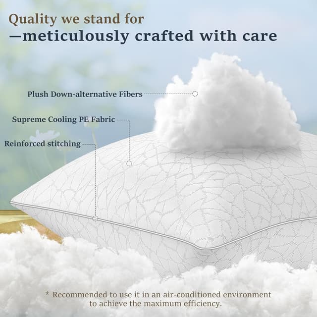 Detalle 2 de COZSINOOR Queen Size Bed Pillows (Set of 2) with Cooling Down-Alternative Fill