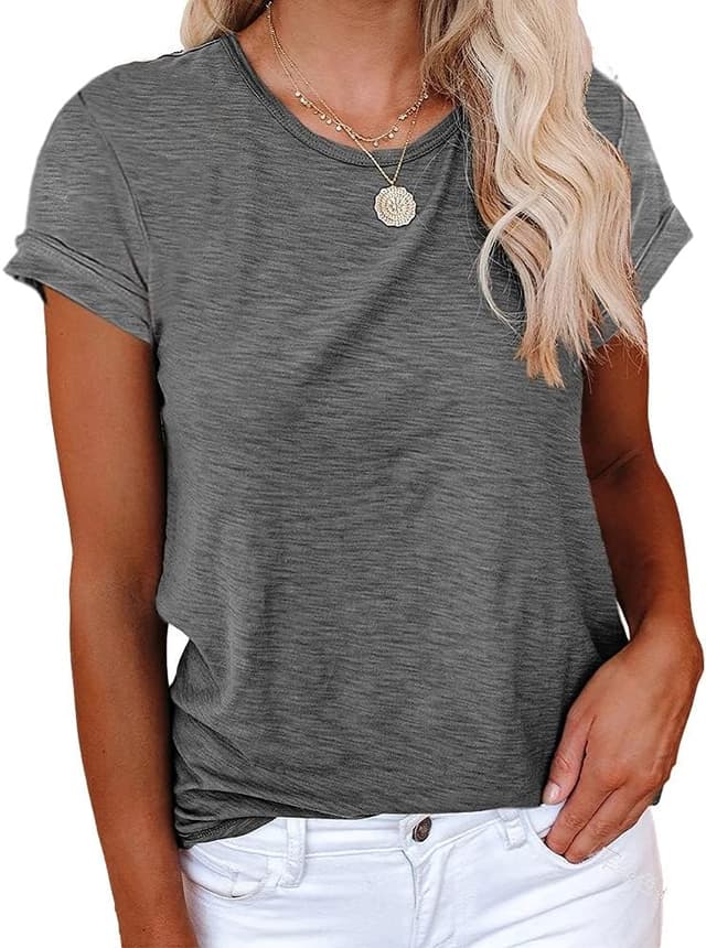 Detalle 1 de Cicy Bell Women’s Short Sleeve Crewneck Loose Casual T-Shirts (Basic Tees)