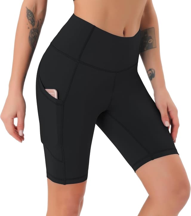 Detalle de JOYSPELS Women’s High-Waisted Cycling Shorts with Side Pockets