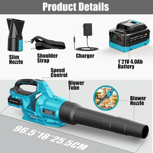 Thumbnail 4 de LEEIKOO 21V Soffiatore a batteria 4,0 Ah per foglie 🎍