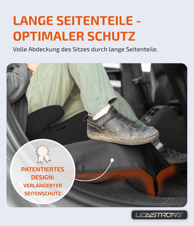 Detalle de LIONSTRONG Kindersitzunterlage XL Schutz, Schwarz
