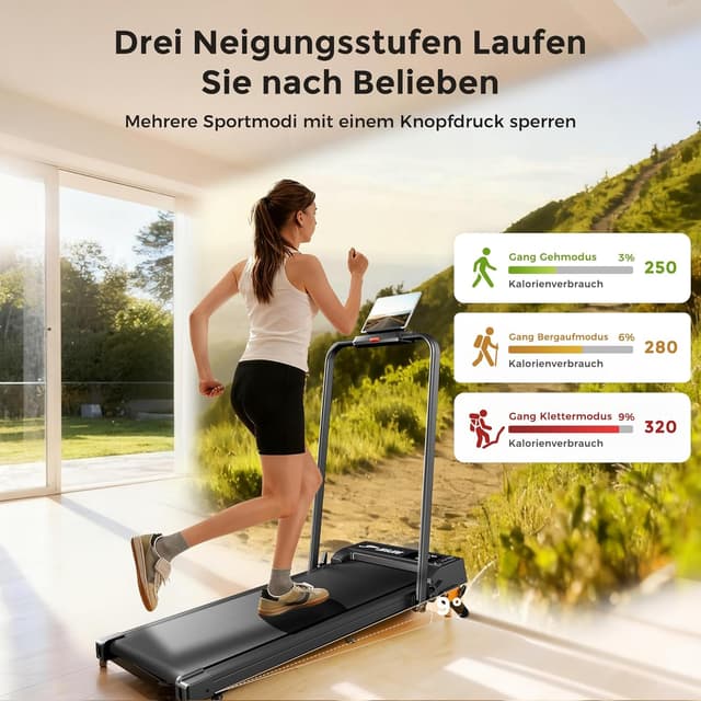 Detalle de 6‑in‑1 Laufband 2,5 PS, 12 km/h, 9% Steigung