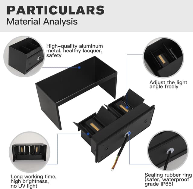 Detalle de Wisdom Line 25W Lampada a parete LED IP65 con angolo regolabile 120° 3000K (alluminio nero) per interno ed esterno