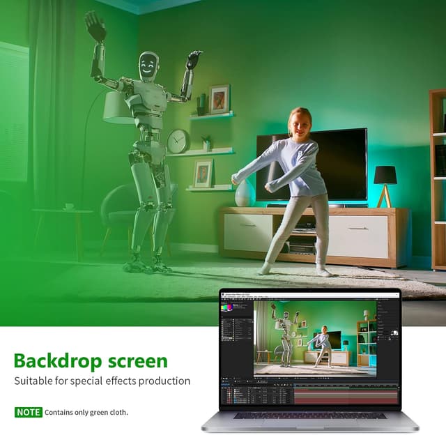 Detalle de NEEWER 1,8 x 2,8 m PRO Foto-Studiokulisse faltbar (grün) für Fotografie, Video & Fernsehen – nur Hintergrund