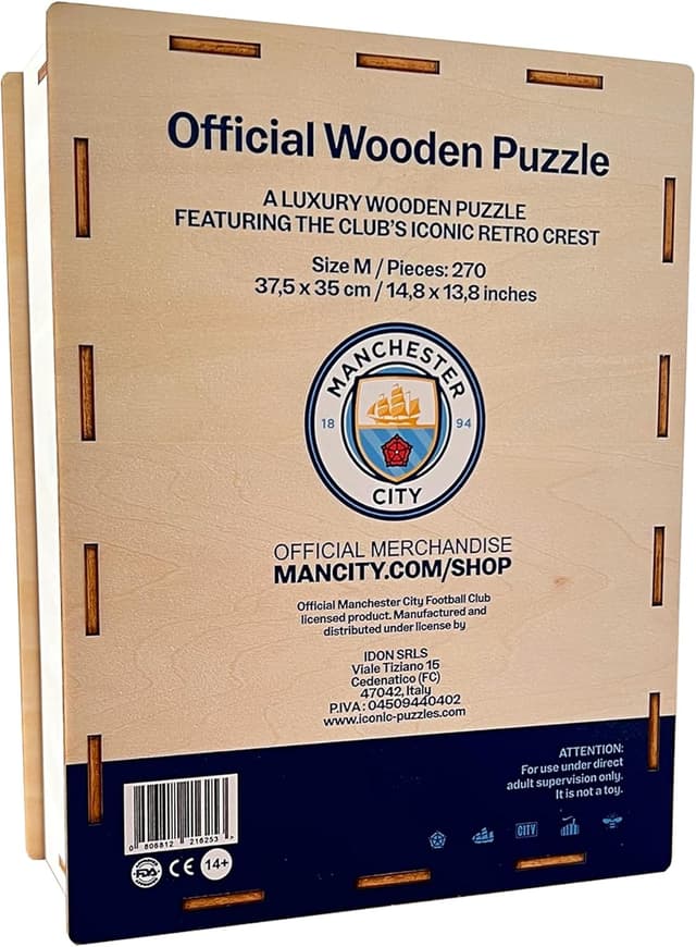 Detalle de Iconic Puzzles Manchester City Retro Logo, puzzle di legno sostenibile taglia S (150 pezzi)