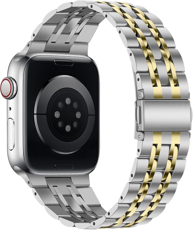 Detalle de Tasikar solid stainless steel link band for Apple Watch (42mm/41mm/40mm/38mm) in Silver-Gold