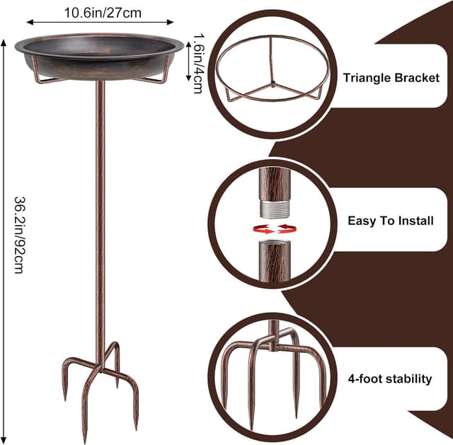 Detalle 2 de KHayRovies metal bird bath 36.2 inch