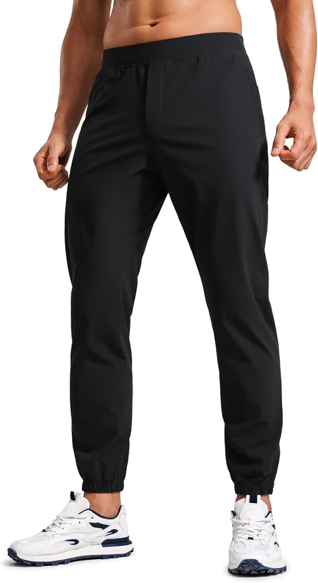 Detalle 2 de CRZ Yoga Lightweight Joggers Pants NS024 da uomo: pantaloni da jogging leggeri con zip alle caviglie