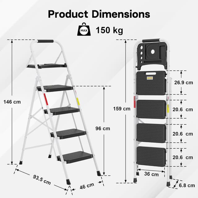 Detalle 2 de BONTEC 4 Step Ladder 150 kg capacity 🚪