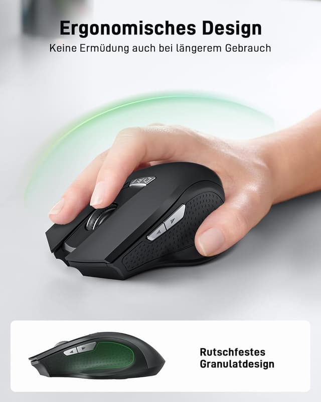 Detalle 2 de Acer kabellose Ergonomie-Funkmaus PC Maus mit 3 DPI-Stufen (800/1200/1600) und 2,4 GHz-USB-Empfänger