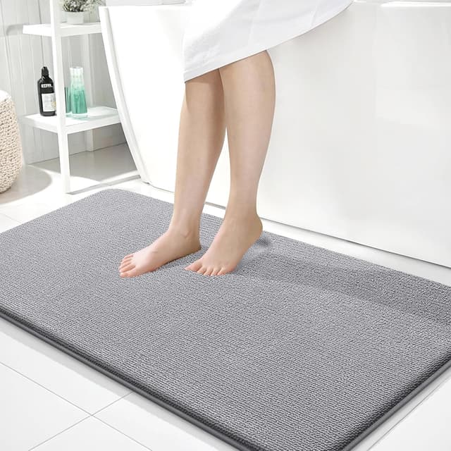 Detalle de OLANLY Thick Memory Foam Bath Mat 44x24 in Grey