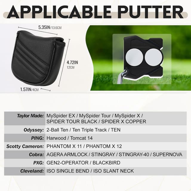 Thumbnail 2 de Golf Club Head Covers Black PU Leather ⛳