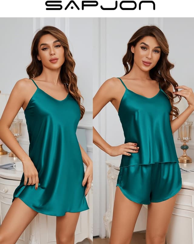 Detalle de SAPJON Silk Pajamas for Women (5-Piece Satin Sleepwear Set)