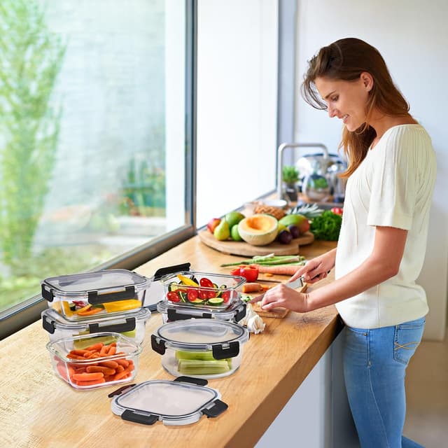 Detalle 2 de Sorbus 16pc Glass Meal Prep Containers Set (8 x 32oz) with Airtight Lids