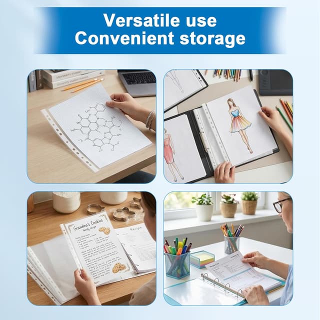 Thumbnail 6 de Noa Home Deco 100 pochette plastique A4 transparente à 11 trous pour classeurs (PP)