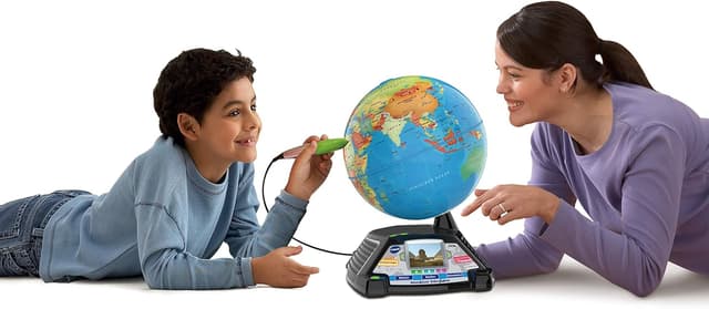 Detalle de VTech Interaktiver Videoglobus – Weltkugel mit Bildschirm und Lerninhalten (deutsche Version) für Kinder ab 7 Jahren