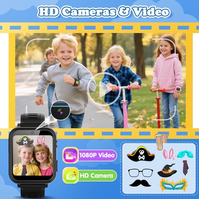 Detalle de Kids Smart Watch Boys Gift (Ages 3–12) with 39 Games, HD Camera/Video, Music, Pedometer & Alarm Clock