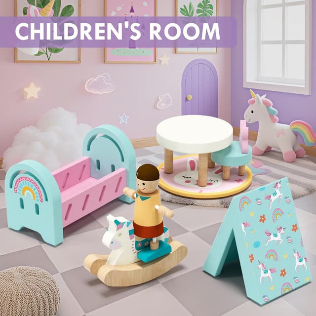 Thumbnail 6 de Lehoo Castle Wooden Dollhouse 39-piece furniture set