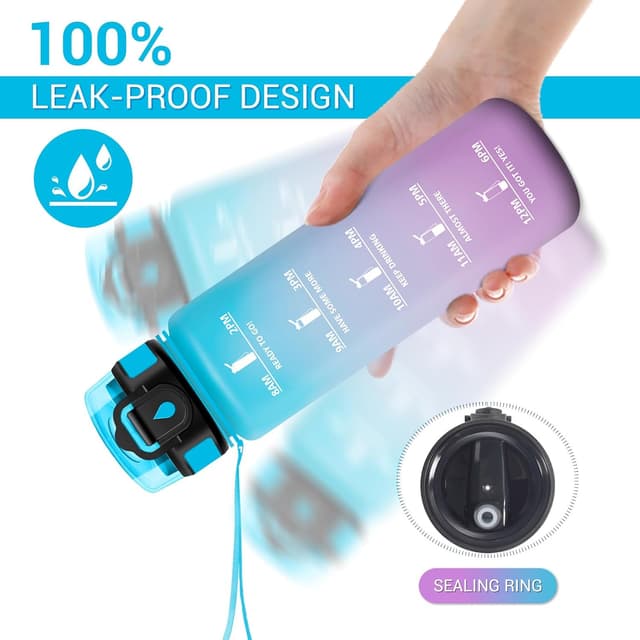 Thumbnail 4 de Borraccia 1L motivazionale a prova di perdite con cannuccia 🥤